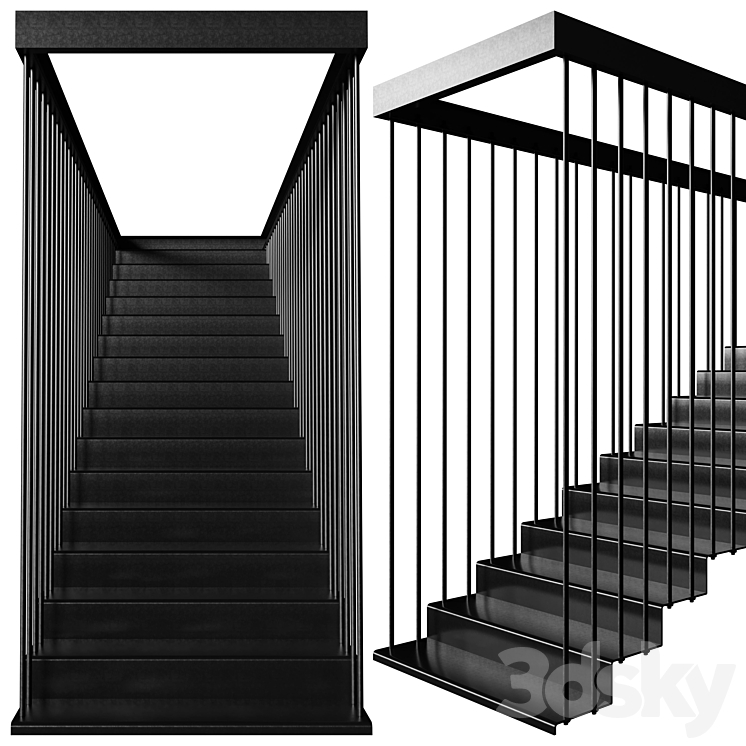 Sheet Metal Staircase 3DS Max Model - thumbnail 1