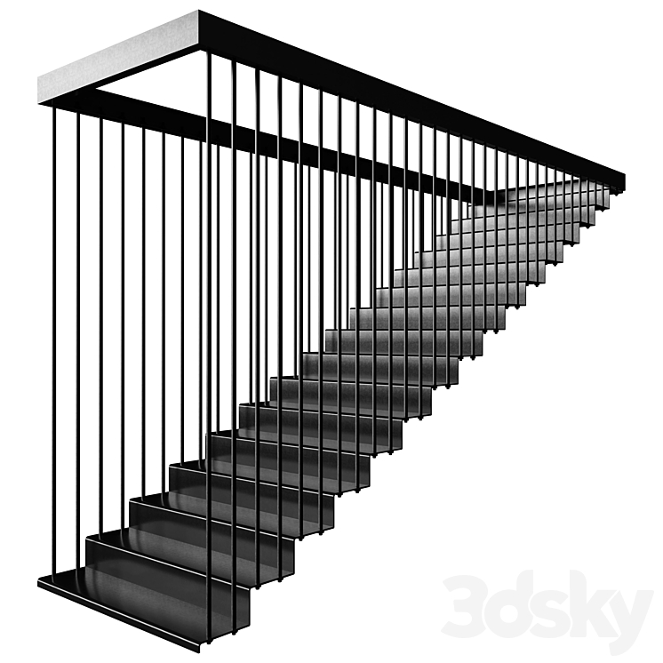 Sheet Metal Staircase 3DS Max Model - thumbnail 2