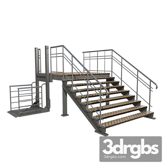 Sliding porch with stairs and lift 3dsmax Download - thumbnail 1