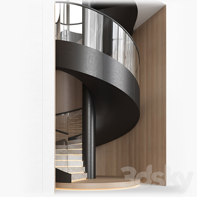 spiral stair 04 3ds Max - thumbnail 3