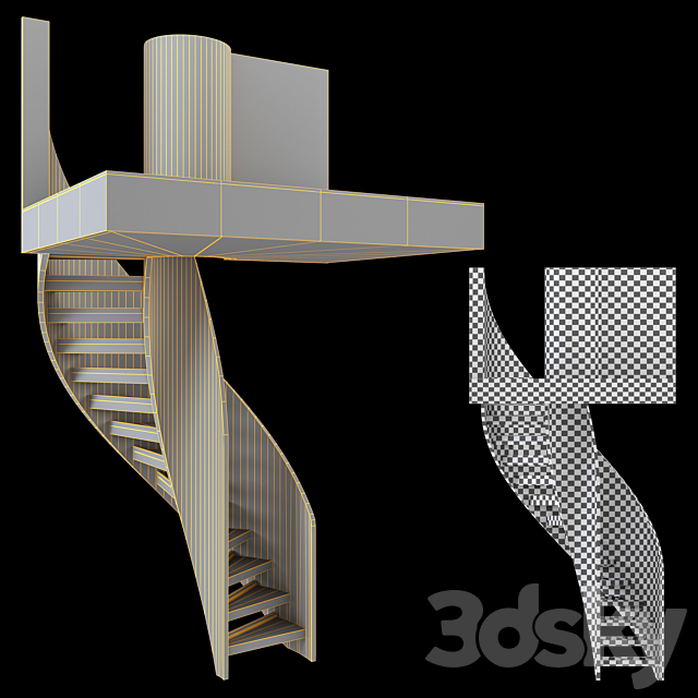 Spiral staircase 1 3DS Max Model - thumbnail 3