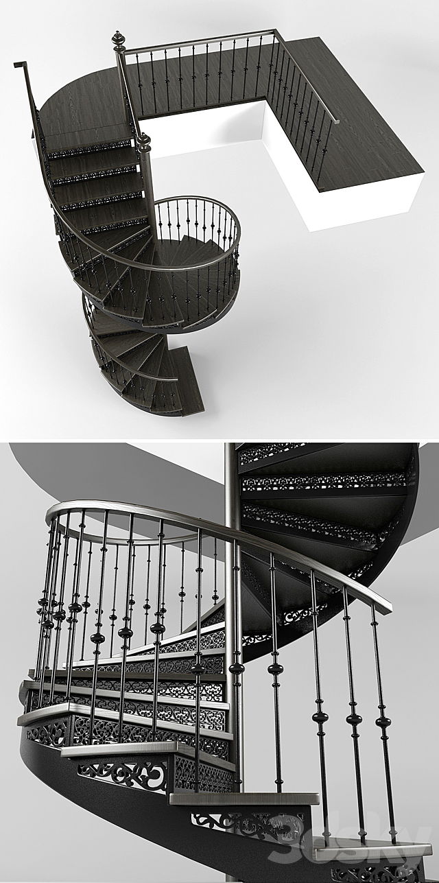 Spiral staircase 3DS Max Model - thumbnail 2