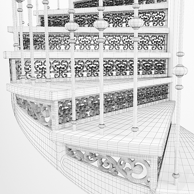 Spiral staircase 3DS Max Model - thumbnail 3