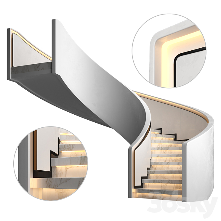 Spiral staircase 8 3DS Max Model - thumbnail 1