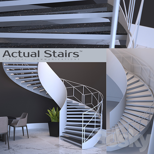 spiral staircase Actual Stairs 3DS Max Model - thumbnail 1