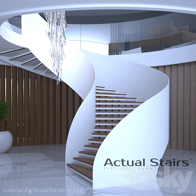 spiral staircase Actual Stairs 3DS Max Model - thumbnail 2