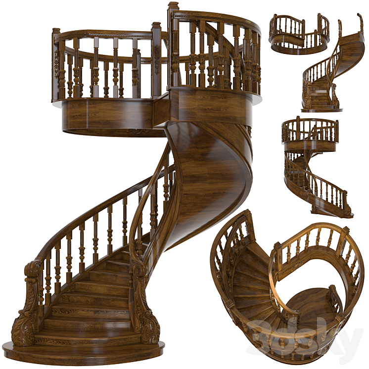 Spiral staircase classical 3DS Max - thumbnail 1