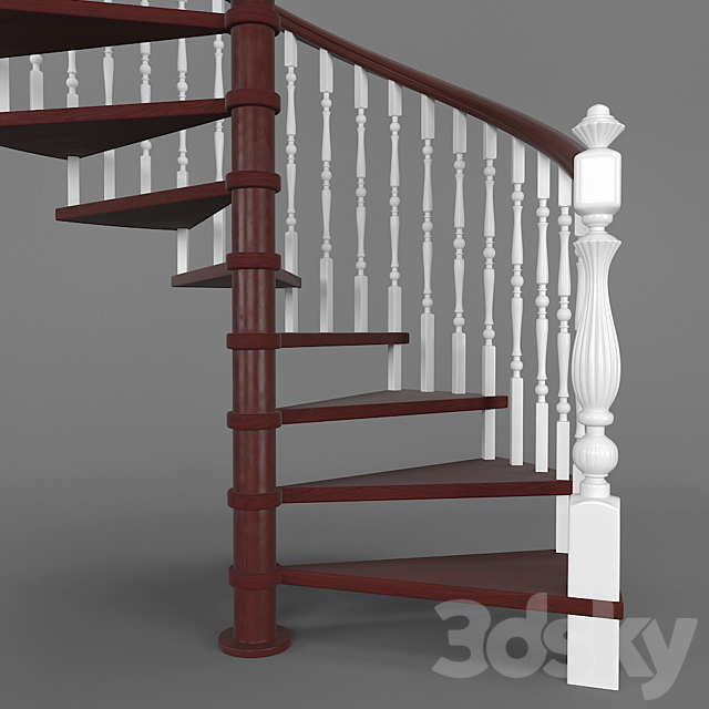 spiral staircase of wood_04 3ds Max - thumbnail 2