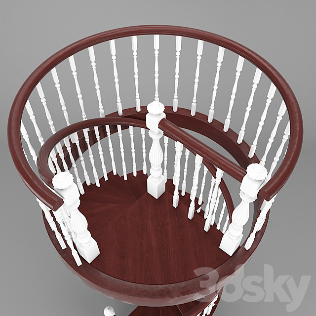 spiral staircase of wood_04 3ds Max - thumbnail 3