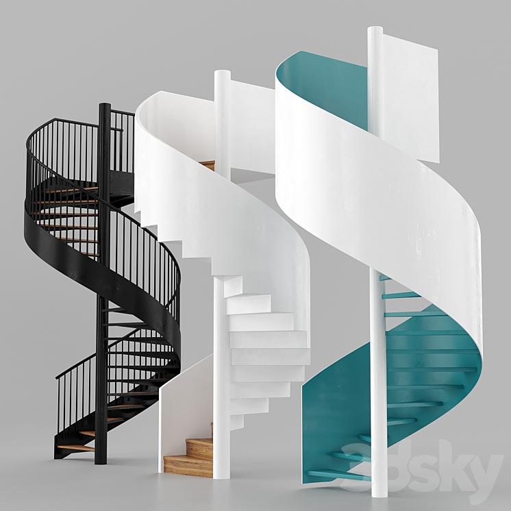 Spiral staircases 3DS Max Model - thumbnail 1