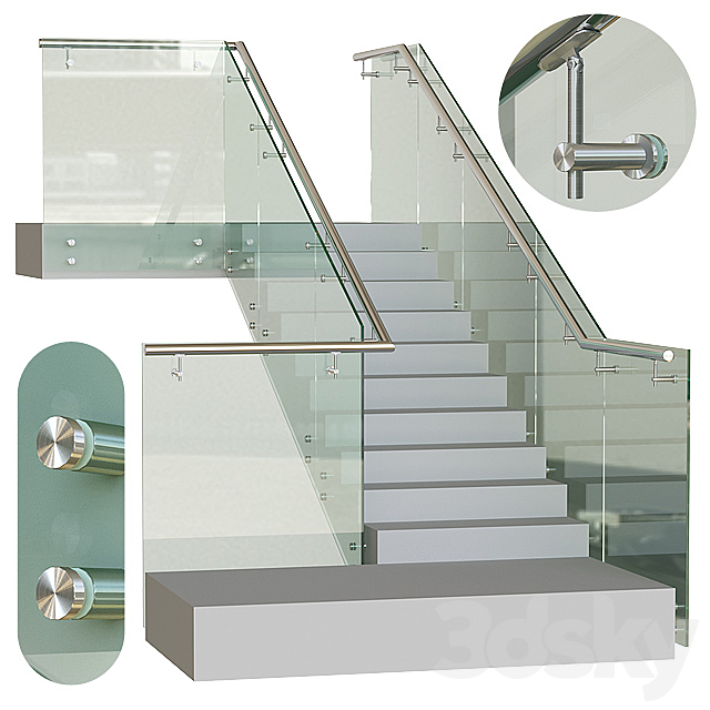 Spotted glass railing 5 3DSMax File - thumbnail 1