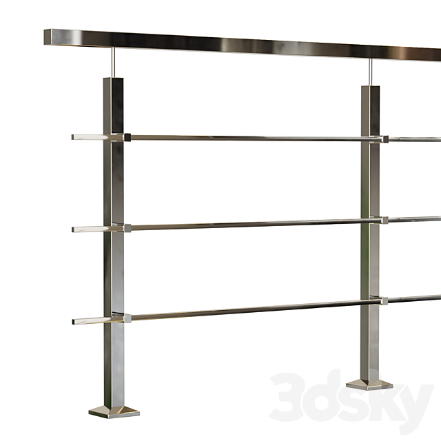 Stainless steel railing 3DS Max Model - thumbnail 3