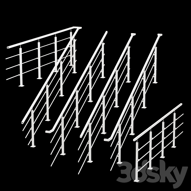 Stainless steel railing 3DS Max Model - thumbnail 4