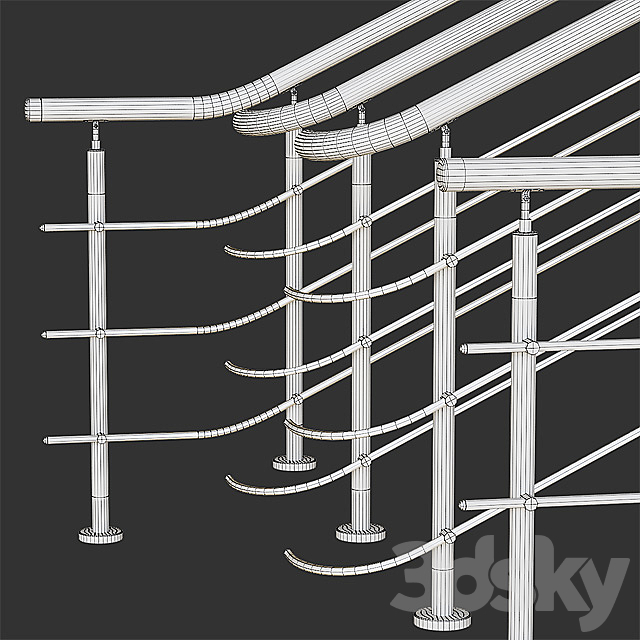 Stainless steel railing with wood inserts 2 3DSMax File - thumbnail 2