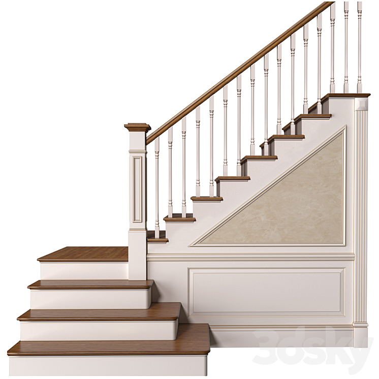 Stair in a classic style.Classic Modern interior Stair 3DS Max Model - thumbnail 1