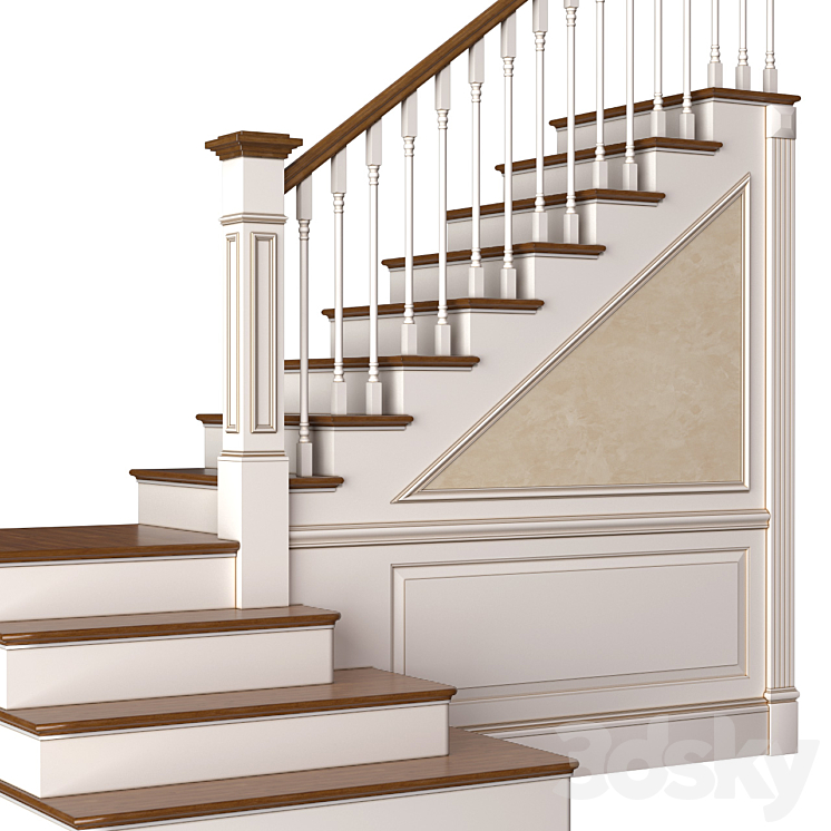 Stair in a classic style.Classic Modern interior Stair 3DS Max Model - thumbnail 2