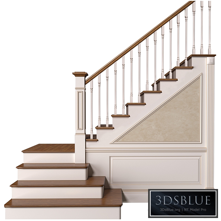 Stair in a classic style.Classic Modern interior Stair 3DS Max - thumbnail 3