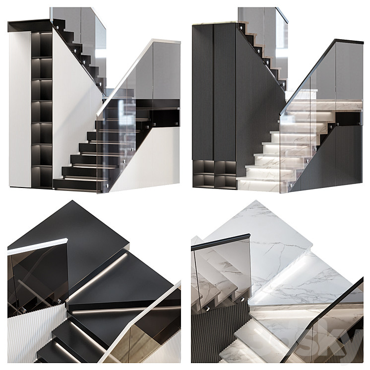 Stair modern 2 3DS Max Model - thumbnail 1