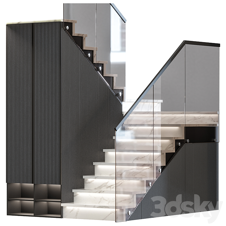 Stair modern 2 3DS Max Model - thumbnail 2