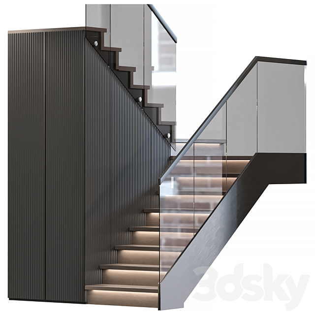 Stair modern 3m 3DS Max Model - thumbnail 2