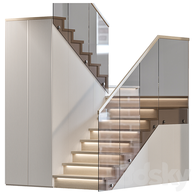 Stair modern 3m 3DS Max Model - thumbnail 3