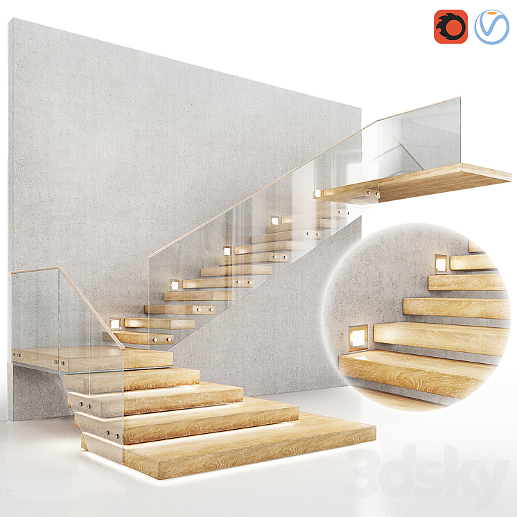 Staircase 3DS Max Model - thumbnail 1