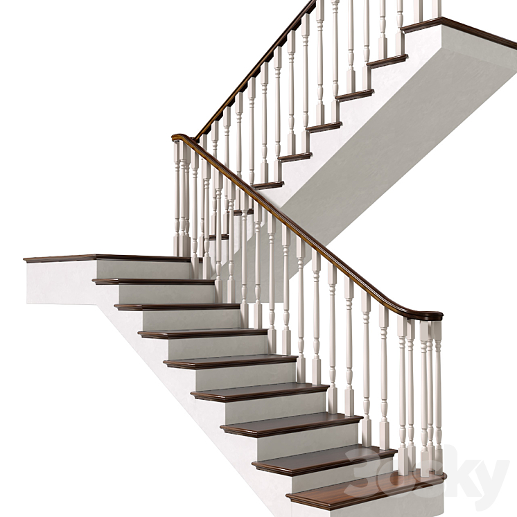 Staircase in classic style.Classic Modern interior stair 3DS Max - thumbnail 1