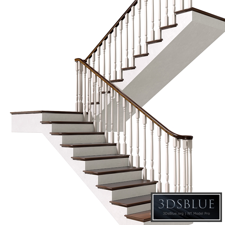 Staircase in classic style.Classic Modern interior stair 3DS Max - thumbnail 3