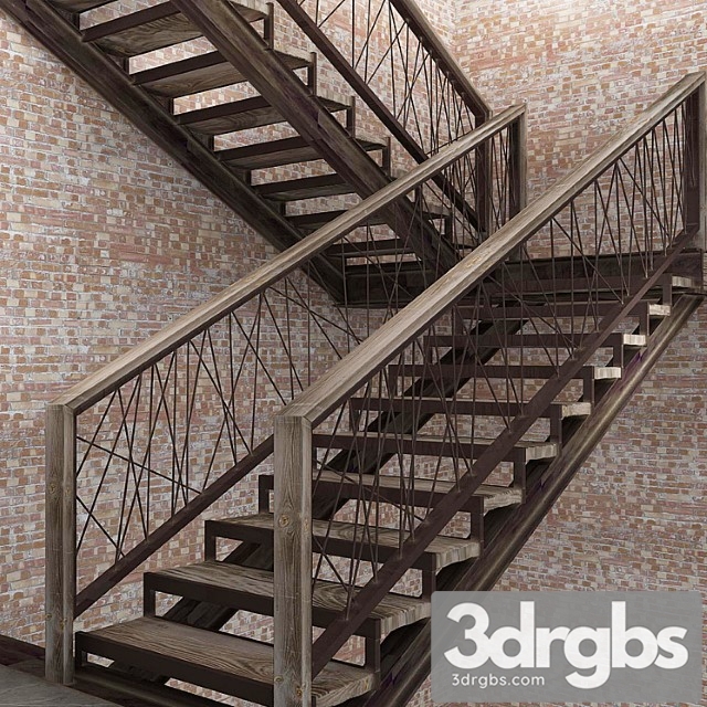 Staircase In Loft Style 2 3dsmax Download - thumbnail 1