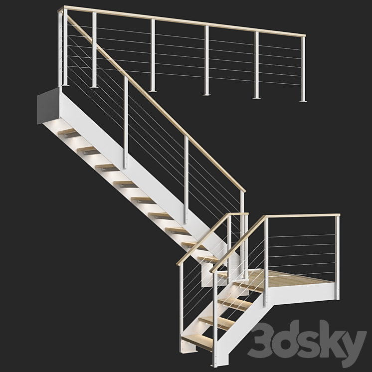 Staircase Loft White 3DS Max - thumbnail 1