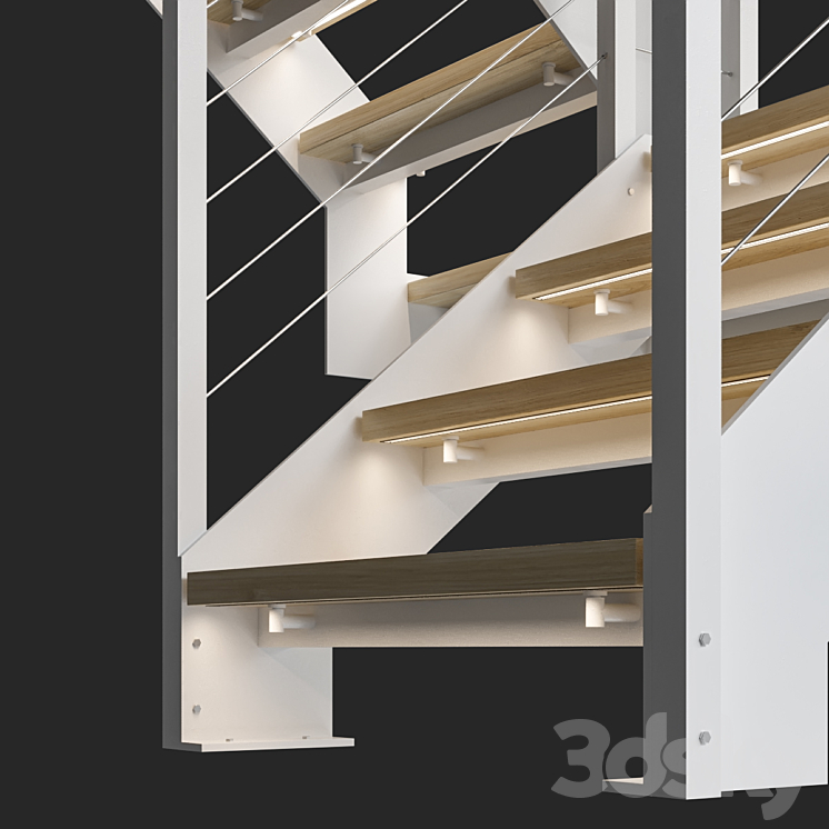 Staircase Loft White 3DS Max - thumbnail 2