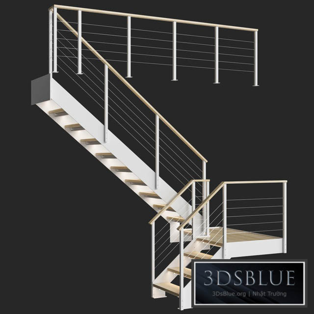 Staircase Loft White 3DS Max - thumbnail 3