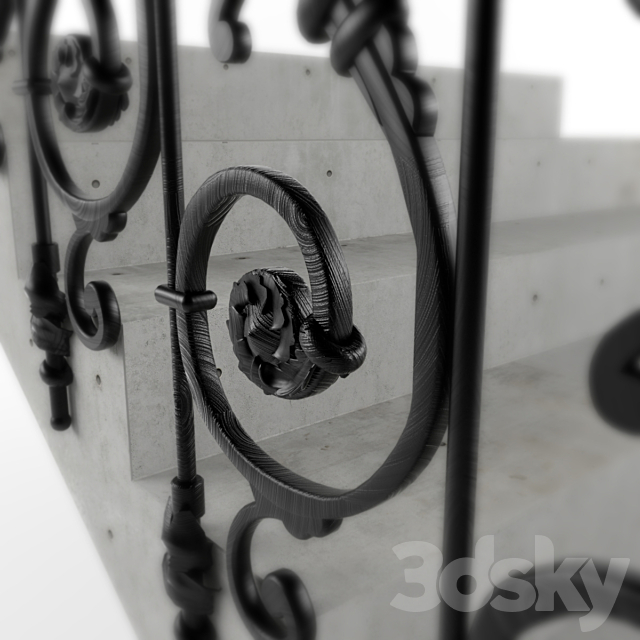 staircase railing 3DS Max Model - thumbnail 2