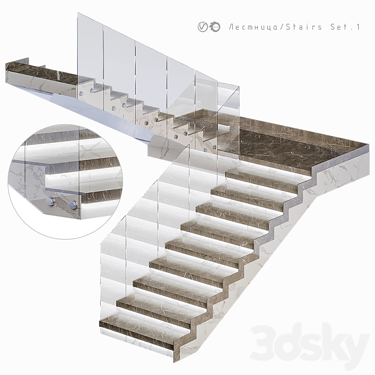 Staircase \/ Set 1 3DS Max Model - thumbnail 2