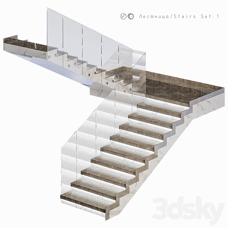 Staircase \/ Set 1 3DS Max Model - thumbnail 3