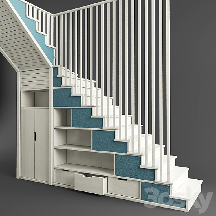 Staircase white 3DS Max - thumbnail 2