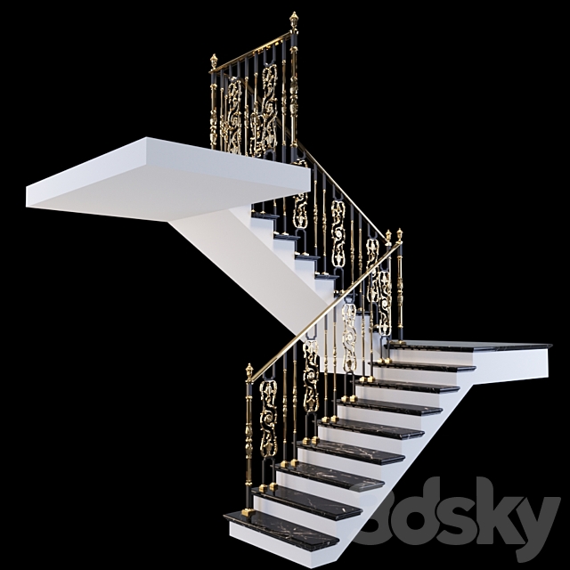 Staircase with handrails 3DSMax File - thumbnail 1