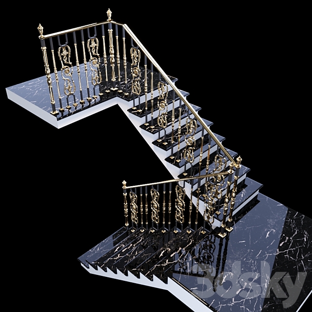 Staircase with handrails 3DSMax File - thumbnail 3