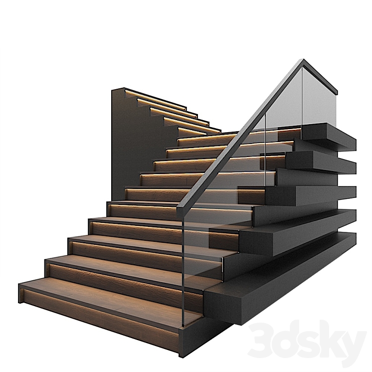 Staircase with light 3DS Max - thumbnail 1