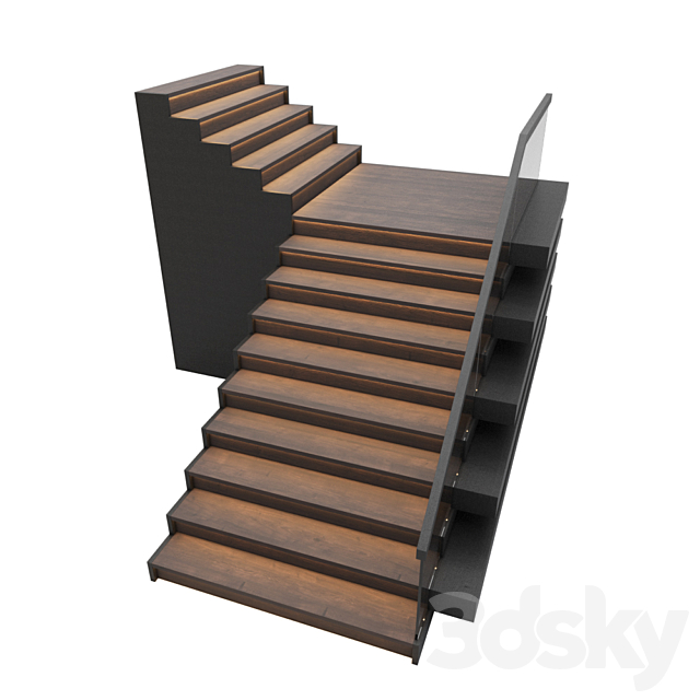 Staircase with light 3DS Max Model - thumbnail 5