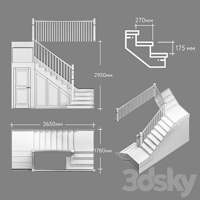 Staircase with pantry 3DS Max Model - thumbnail 5