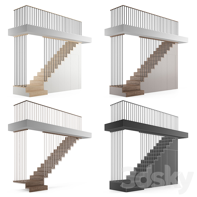 Staircase with storage 3DS Max Model - thumbnail 2