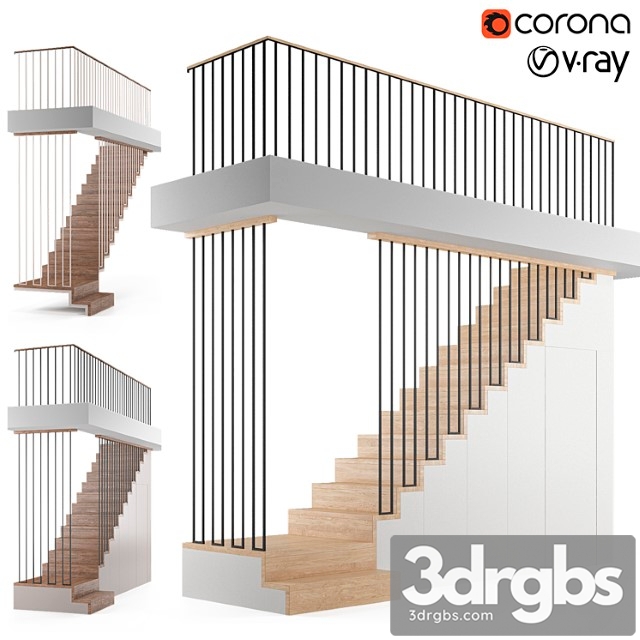 Staircase with storage 3dsmax Download - thumbnail 1