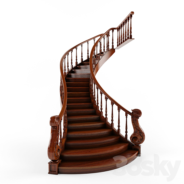 Stairs classic mahogany 3DSMax File - thumbnail 1