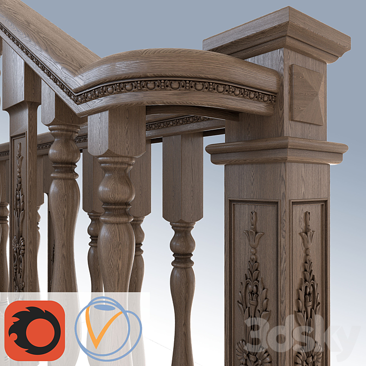 Stairs classical 3DS Max - thumbnail 2