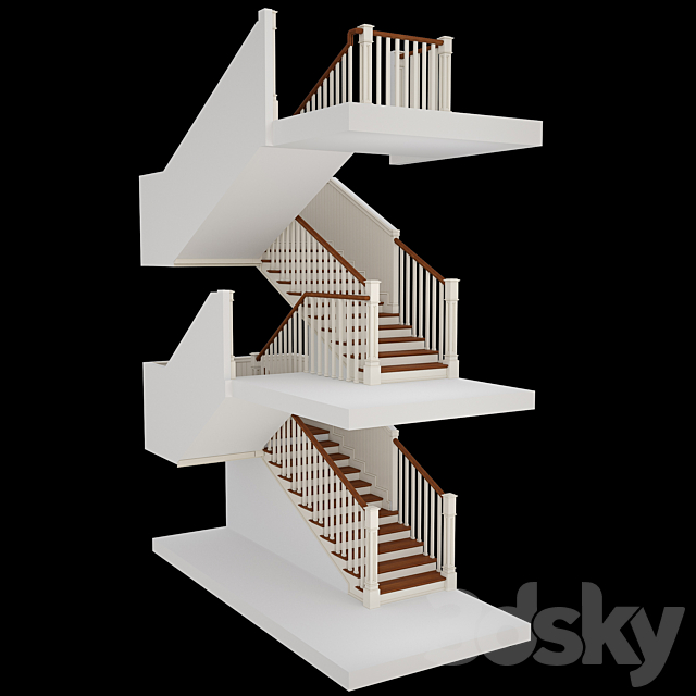 Stairs in colonial style 3DSMax File - thumbnail 1