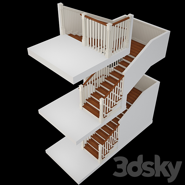 Stairs in colonial style 3DSMax File - thumbnail 2