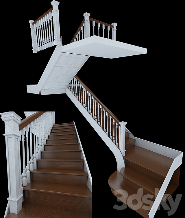 Stairs made of wood 3DSMax File - thumbnail 1