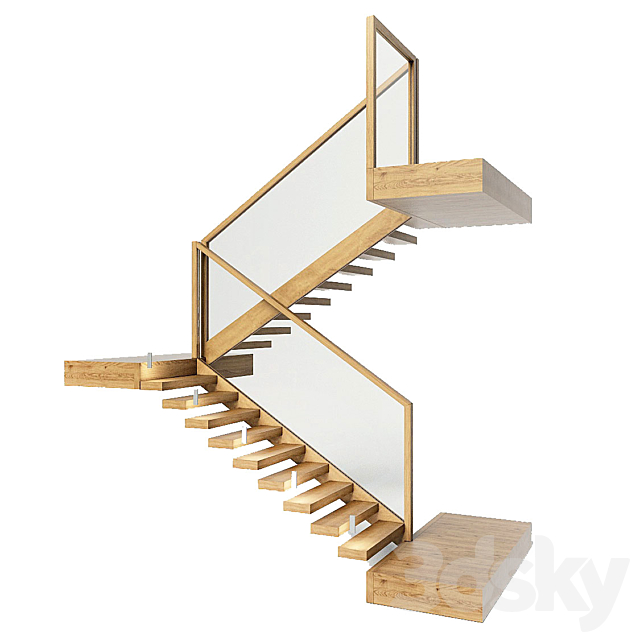 stairs made of wood and glass with backlight Astro 7481 Borgo 43 3DSMax File - thumbnail 1