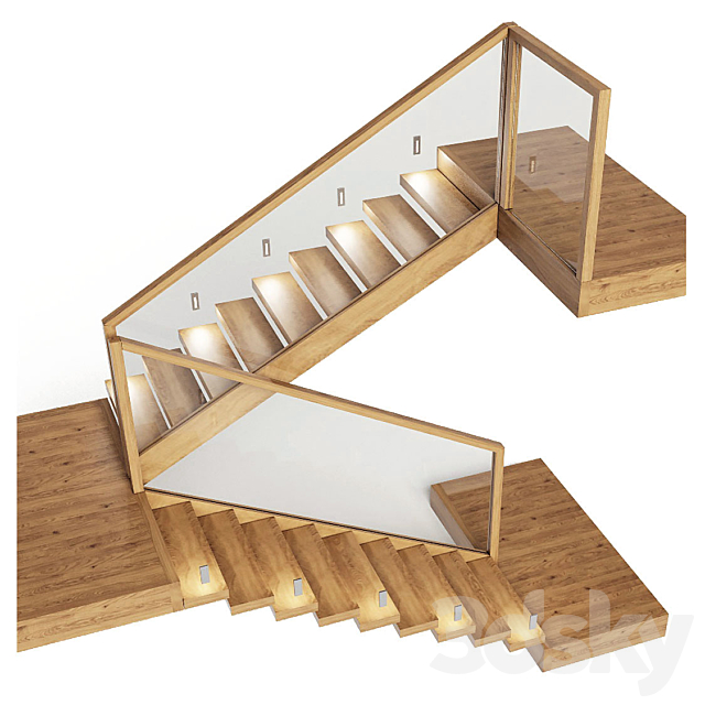 stairs made of wood and glass with backlight Astro 7481 Borgo 43 3DSMax File - thumbnail 2